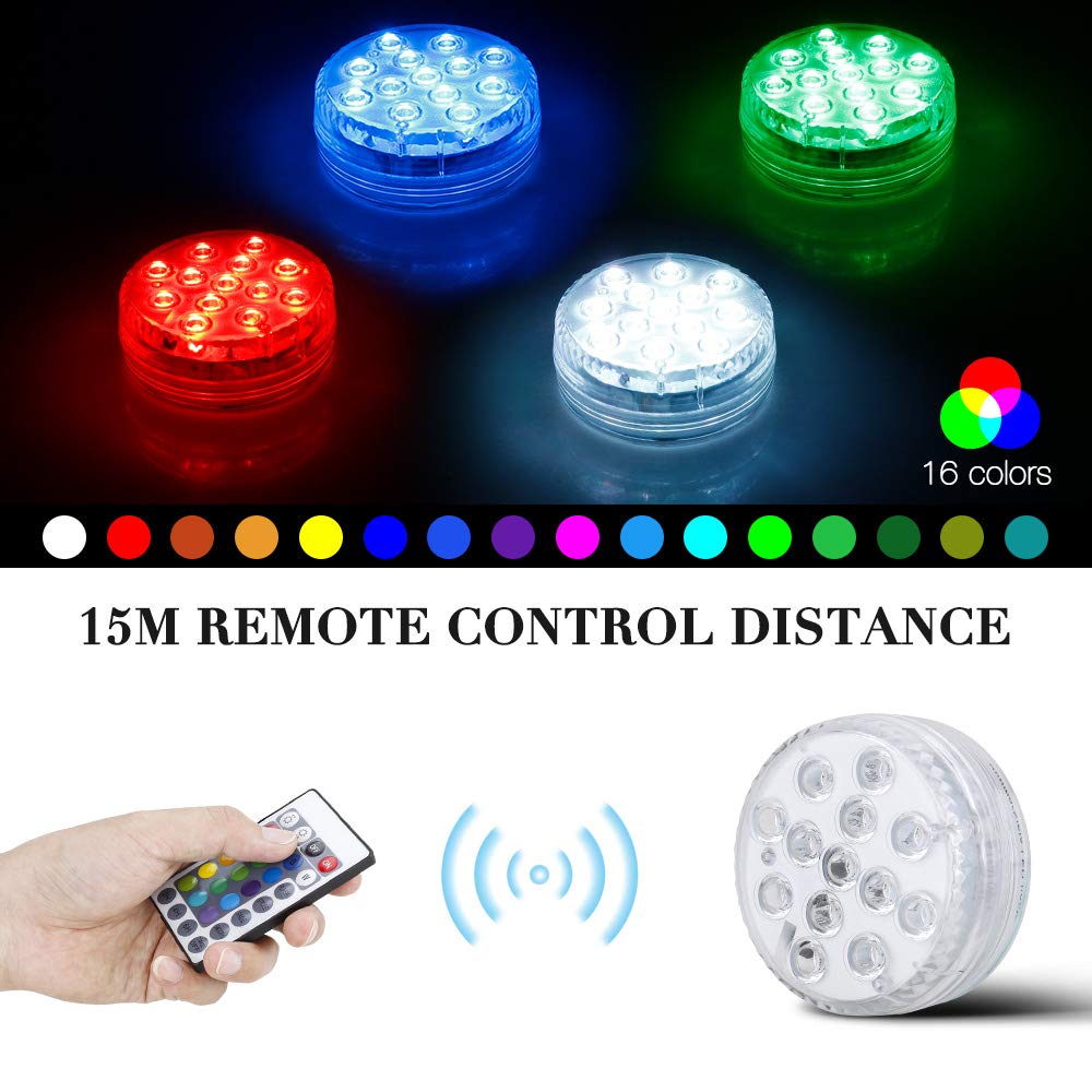 Underwater Led Light Submersible LED Light With Remote Control Function 16 color IP68 Waterproof Aquarium Light LED Night D40