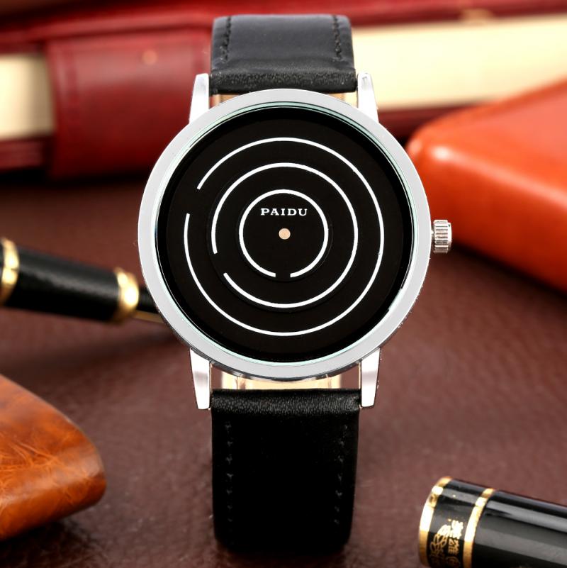 Sport polshorloge coole draaitafel wijzerplaat casual horloges pu leren band quartz dames eenvoudig heren relogio