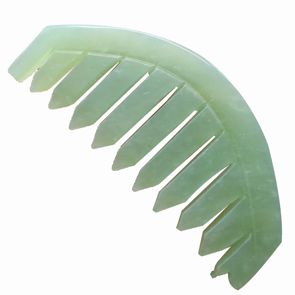 Raspador de piedra de Jade Natural para terapia de presión, cabezal de tabla de piedra Natural para masaje, peine saludable, herramienta de belleza, accesorios para el cuidado del cabello: Verde claro