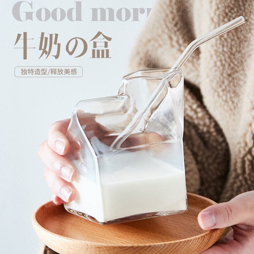 275ml Glass cup milk box coffee cups juice bottle clear glass