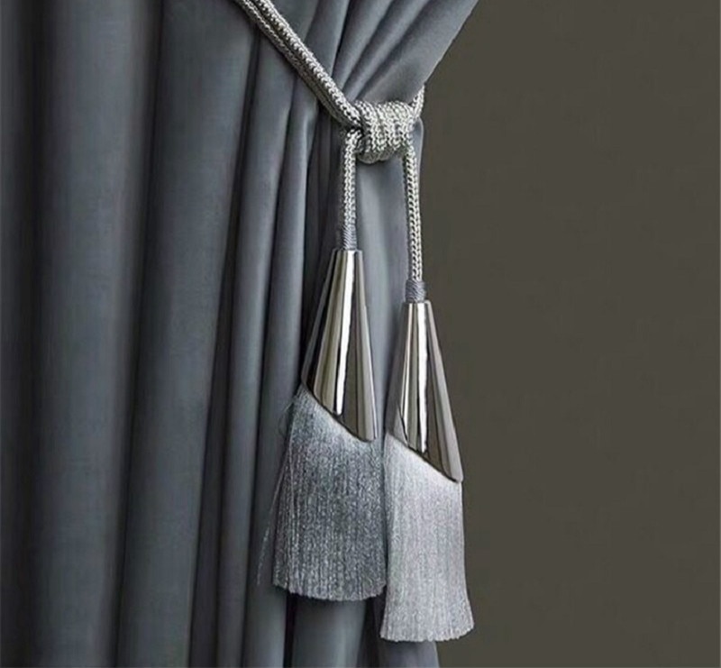 2Pcs/Pair Curtain Brush Tiebacks Tassel Fringe Hanging Belt Balls Curtain Accessories Holderback Tie Backs Lashing Bind