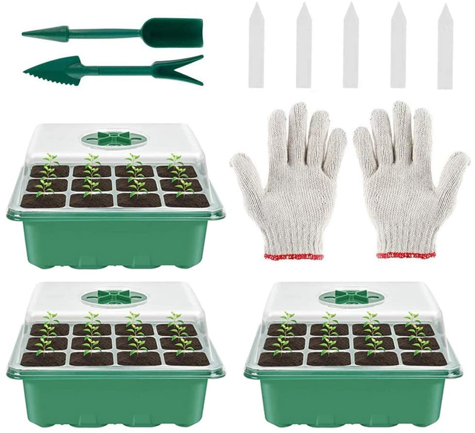 3 Piece Starter-Box Seed Propagation-Box Seedling Indoor Greenhouse Propagation Box Mini Greenhouse Propagation Set Nursery Pots