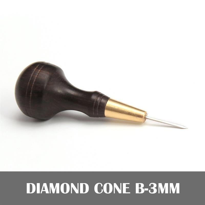 Diamond-shaped blade cutter sewing awl cutting leather wooden handle cutting leather craft sewing tool: Light Grey