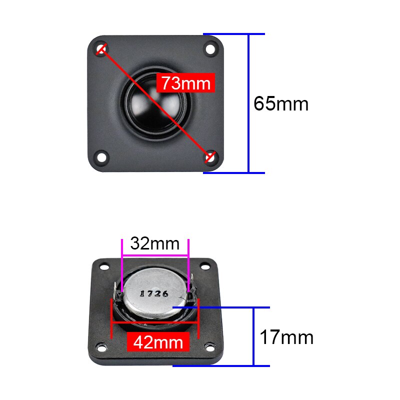 Ghxamp 2.5 inch tweeter luidspreker 4 ohm 18w tweeter luidspreker zwart-carbon aluminiumfolie 65*65mm audio-unit 2 stuks