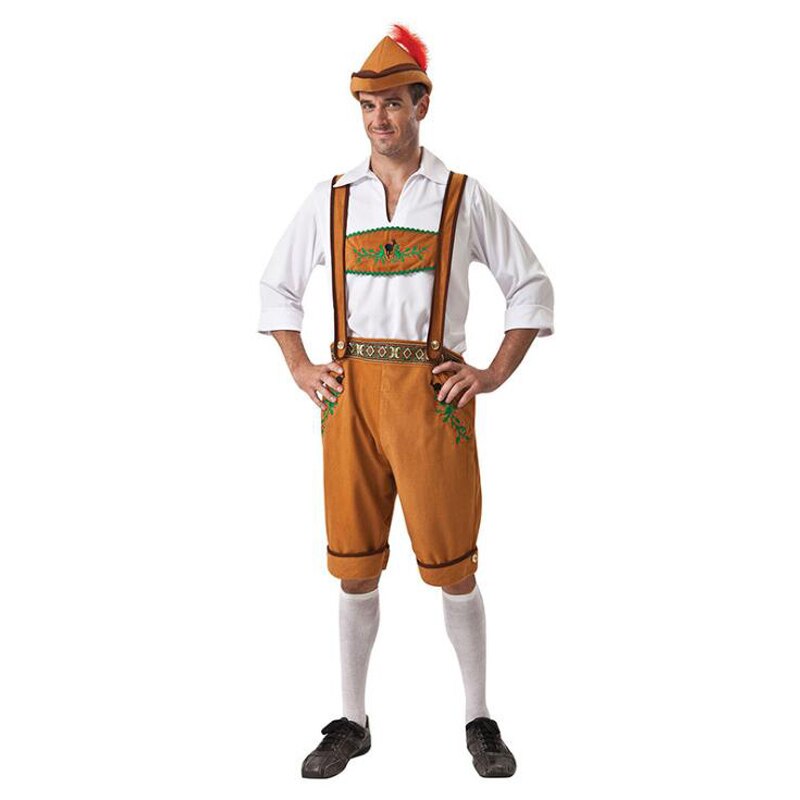 Disfraz de Oktoberfest de Alemania para hombre y mujer, ropa de fantasía de cerveza bávara, vestido de cosplay para pareja adulta, ropa de mucama de de talla grande: Man / M