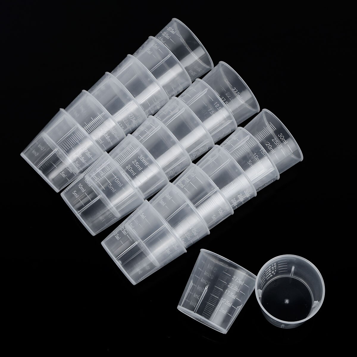 20Pcs 30ml Measuring Cups Transparent Clear Plastic Graduated Measure Cups Jug Laboratory Liquid Container Kitchen Tools
