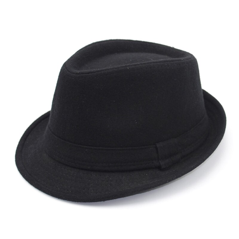 [AETRENDS] sombrero Fedora Jazz estilo inglés para hombre, sombrero de invierno de fieltro de lana Vintage, sombrero Panamá Z-5312: Black