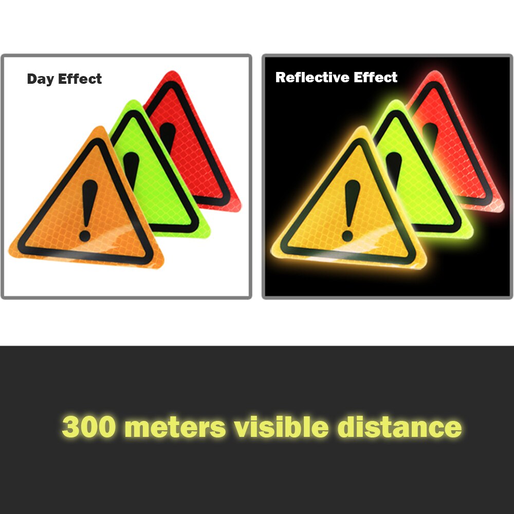 Universal Reflective Stickers Car Bodywork Decorative Plaster Motorcycle Triangle Exclamation Warning Label Reflective Warning