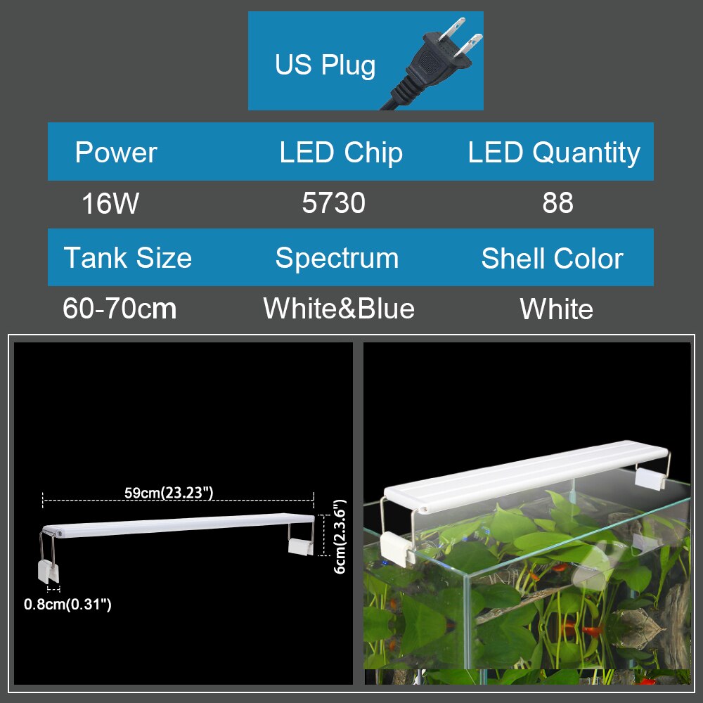 Aquarium Led Licht Slanke Uitschuifbare Clip-On Aquarium Plant Licht 5W/6W/8W/10W/11W/13W/16W/20W Aquarium Led Verlichting Voor Aquarium