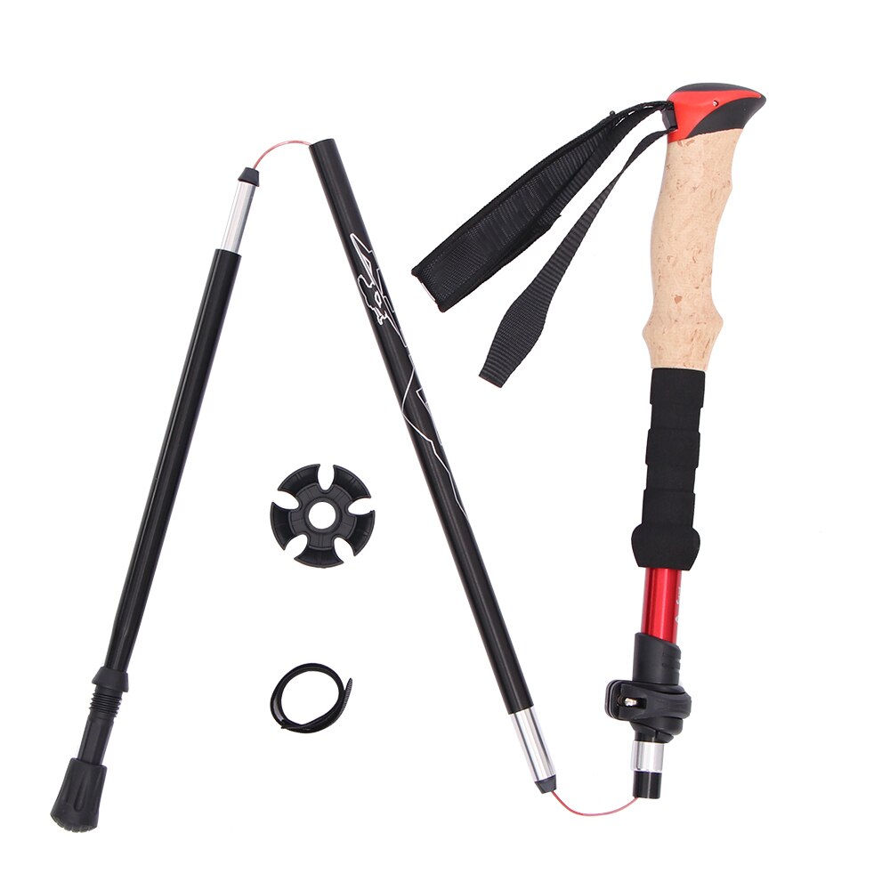 Walking Poles Telescopic Club Adjustable Trekking Poles Telescopic Scandinavian Walking Sticks Anti Shock Hiking Stick: Red