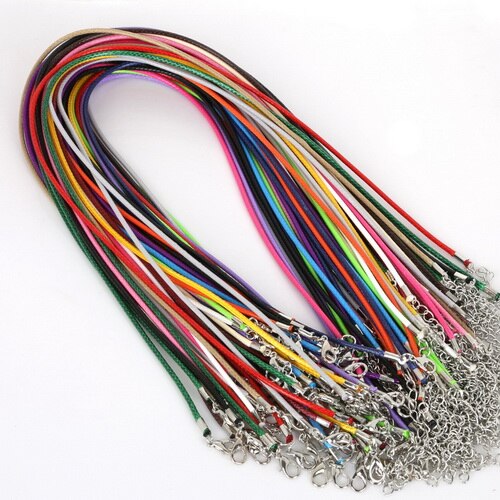 10 sztuk/partia 2MM średnica woskowany przewód nylonowy skórzany regulowany pleciona lina naszyjnik i bransoletki Charms ustalenia karabińczyk...: Random Mixed