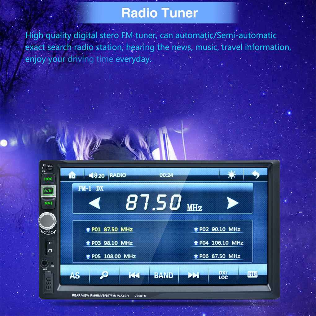 7 inch HD Double Din Touch Screen Vehicle Car Blluetooth MP5 with Camera FM Transmitter USB TF Card