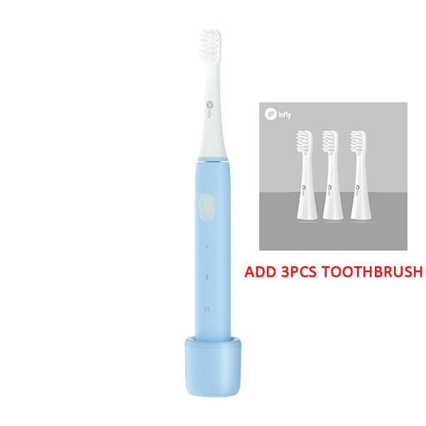Youpin ultrasonic  p60 elektrisk tandbørste voksenblegning vandtæt usb induktion opladning ultra lang standby rejse tandbørste: Blå tilføj børstehoved