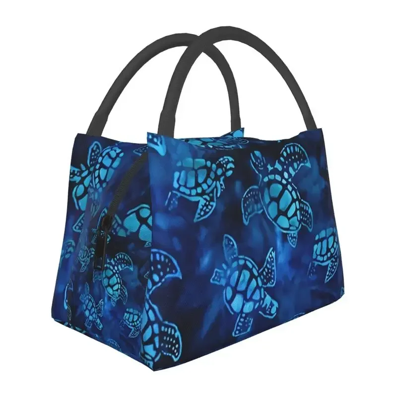 Funny Sea Turtles Insulated Lunch Bag for School Office Watercolor Sea Animal Waterproof Thermal Cooler Bento Box Women: Blue