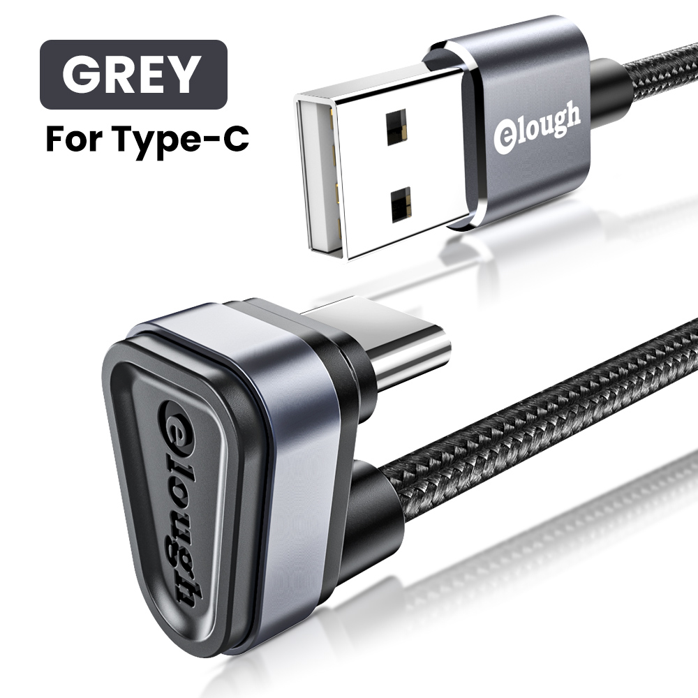 Elough Usb Type C Kabel Voor Samsung Xiaomi Mi Redmi Usb C Kabel 2.4A Snelle Telefoon Opladen Data Cord Type C 180 Graden Usb C Kabel: Gray / 0.5m