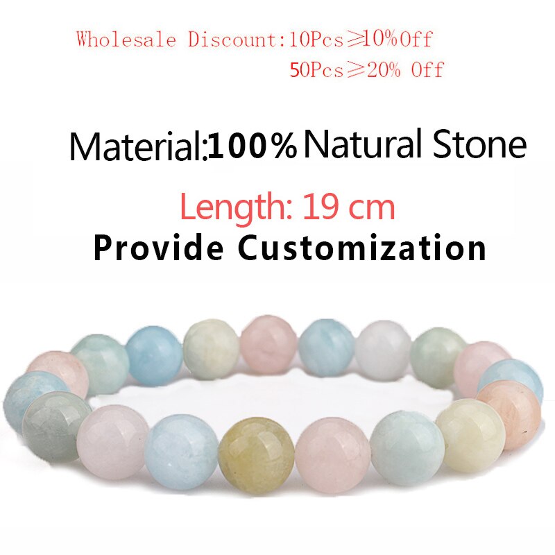 Kvinder natursten perler armbånd blandet farve morganit perle sten løse runde perler armbånd kvinder 4 6 8 10 12mm