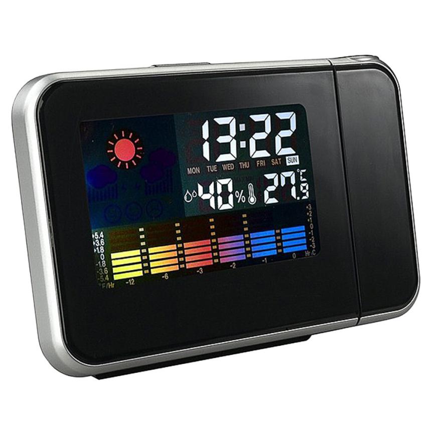 Lcd Projectie Digital Weer Snooze Wekker Led Backlight Kleur Display