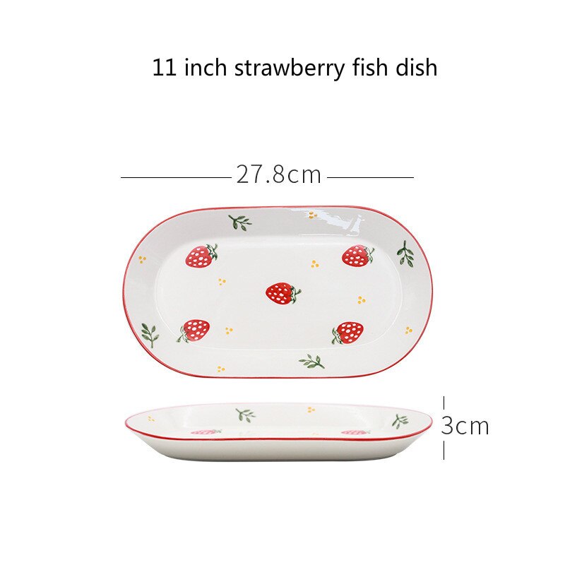 Assiette en céramique dessin animé Style nordique fraise Steak assiette alimentaire vaisselle bol Ins dîner plat haut de gamme porcelaine ensemble de vaisselle: 11 inch fish dish