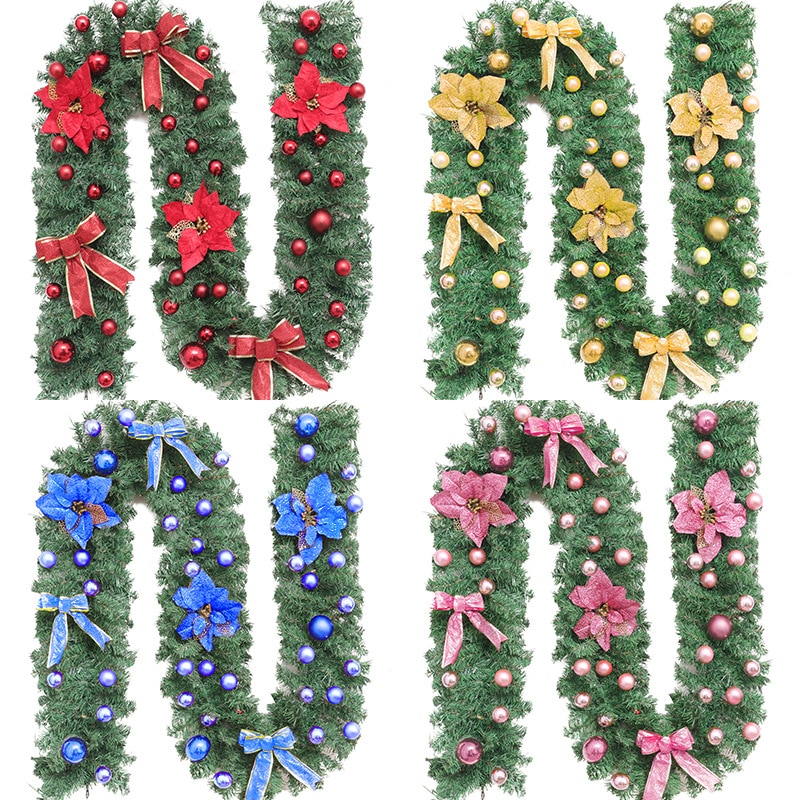2.7m kunstig julepeis krans furutre ornamenter år peis navidadled lysår jul