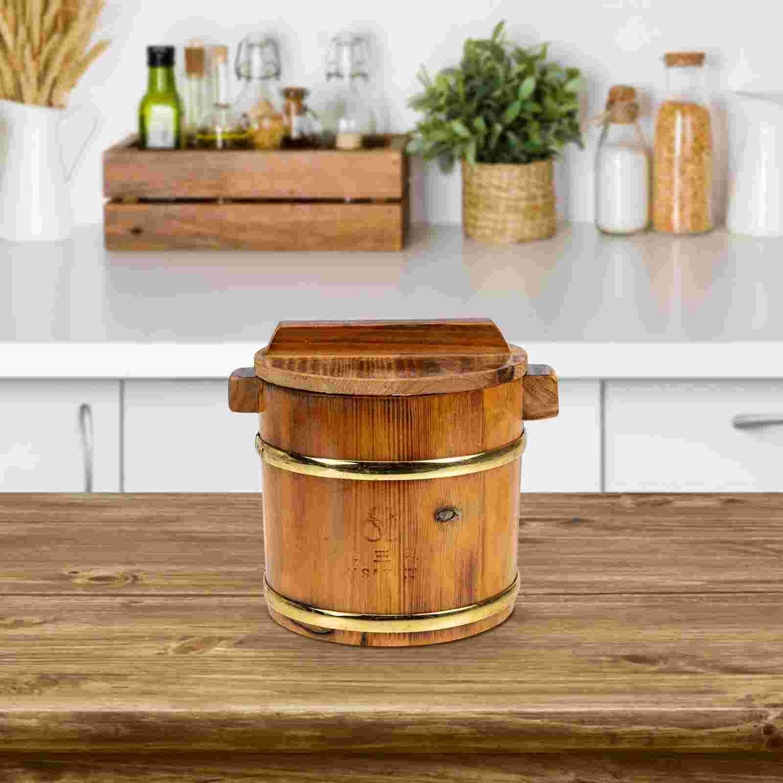 1 set of Rice Steamed Bucket Wooden Rice Cooker Kitchen Steamed Rice Container