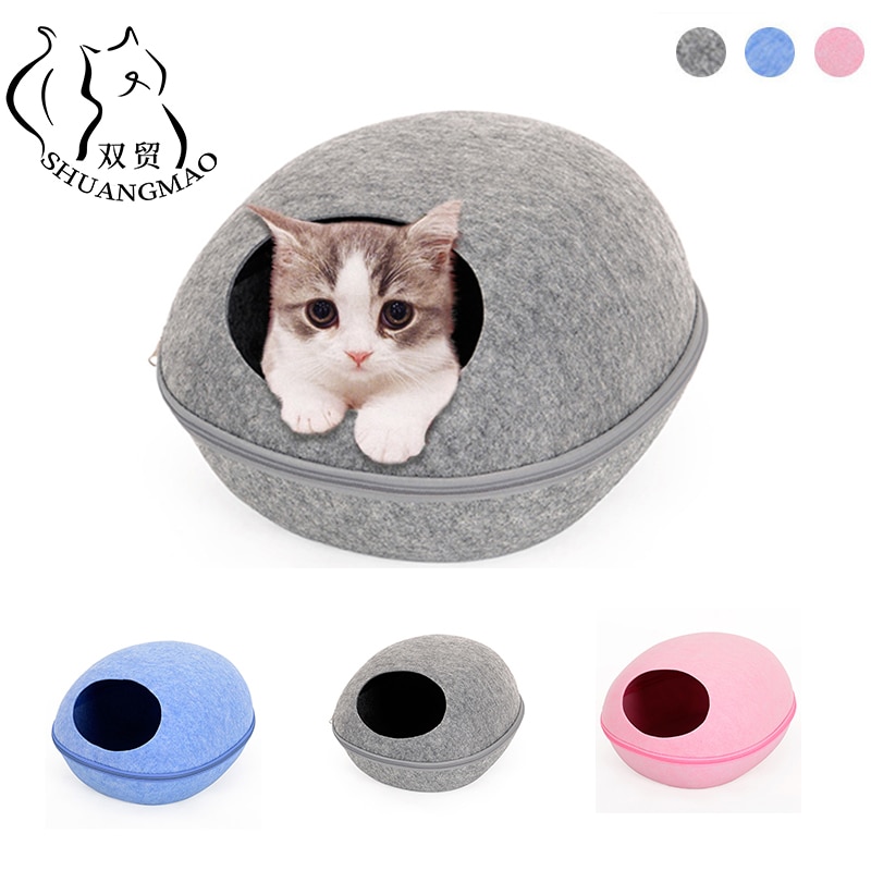 SHUANGMAO cama de gato para cueva en forma de huevo mascota, bolsa con cierre, cesta de fieltro para perrera, bonitas camas para gatos, nido, casa de perro, productos para mascotas