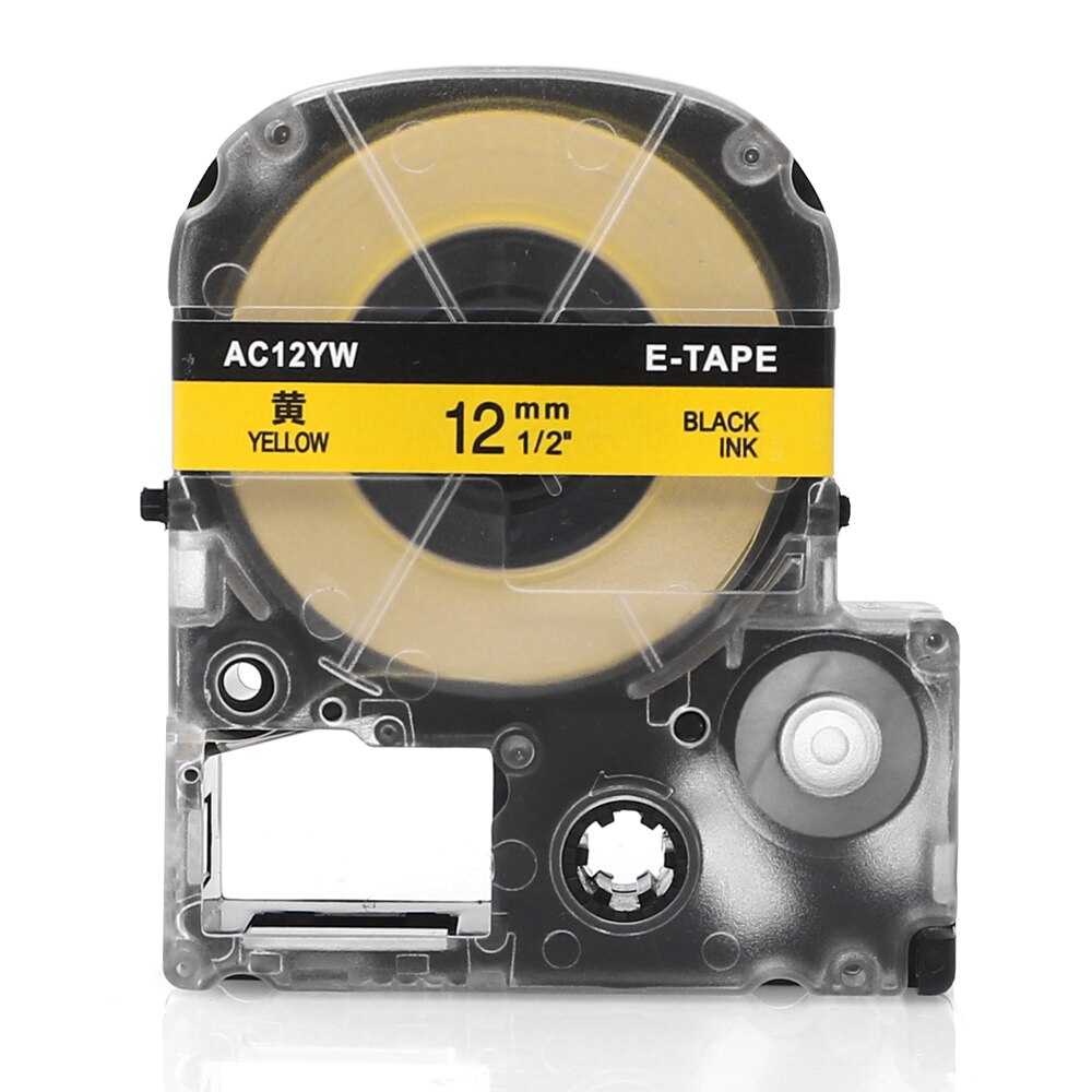 Unistar 2PCS LK-4YPB SC12YW Label Tape For Epson Printer LW-300 LW-400 Black on Yellow 12MM Labels for Epson Printer