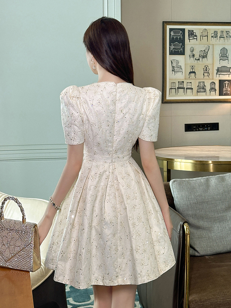 Elegante Luxe Kant Zomer Avondjurk Vrouwen Kleding Zoete Poff Mouw Slanke A-Line Short Party Club Prom Vestidos Fiesta