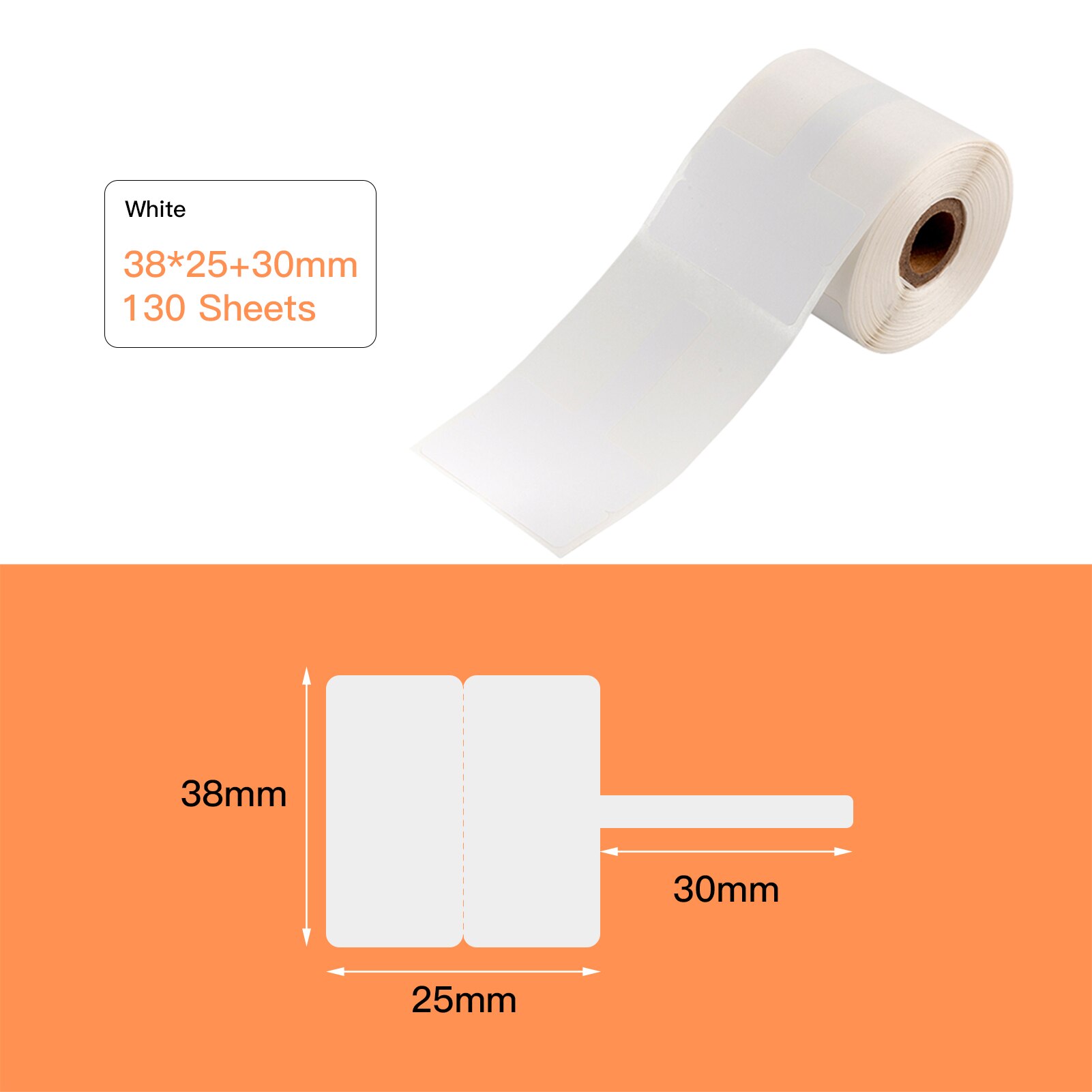 Aibecy 130sheets/roll T-Shape Cable Label Paper Self-Adhesive Jewelry Label Paper Thermal Printing Paper for Thermal Printers: Type 2