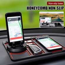 4 In 1 Auto Anti-Slip Pad Multifunctionele Mobiele Telefoon Houder Dashboard Telefoon Mount Pvc Non-slip Mat Tijdelijke Parking Nummer Teken