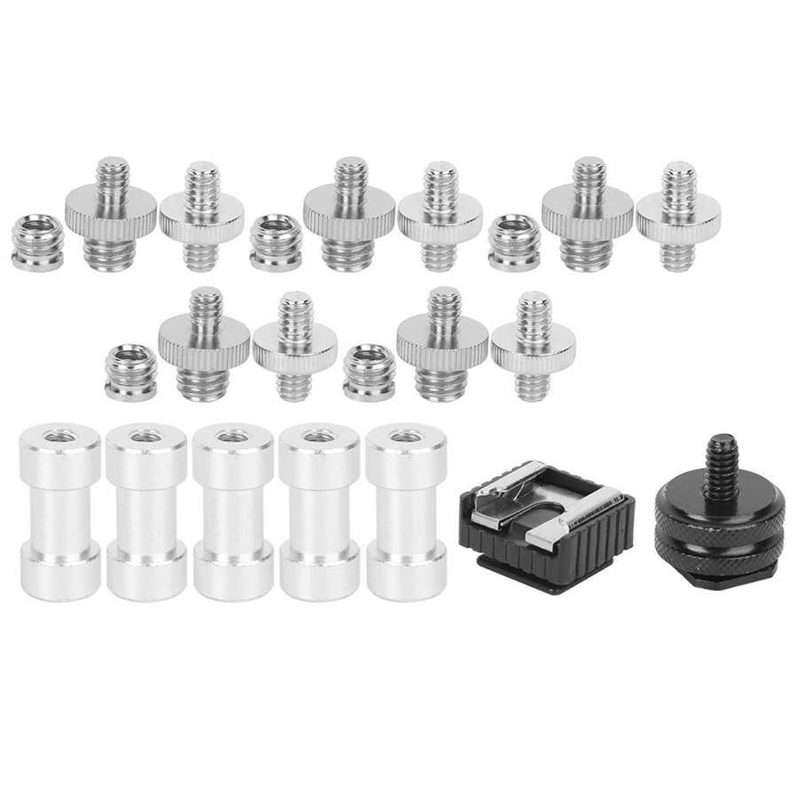 Aluminium 1/4 3/8 Inch Double End Adapter Schroef Moer Worden Licht Stand Shoe Mount Fotografie Apparatuur Schroef Adapter kit
