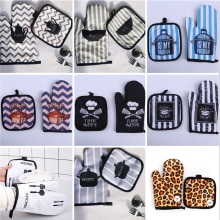 2 teil/satz BBQ Handschuh Mikrowelle Backen Baumwolle Nette Backofen Handschuhe Wärme Beständig Leinen Topflappen Nicht-Unterhose Küche Kochen Werkzeuge handschuh