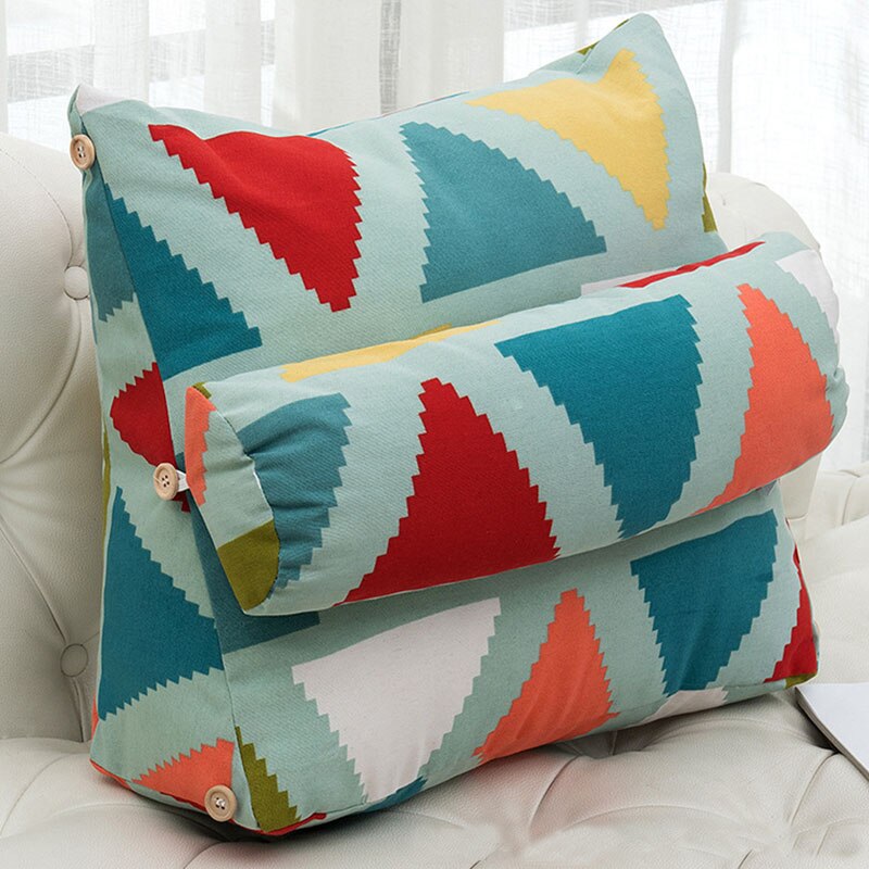 Triangular Backrest Cushion Cotton Linen for Chair Sofa Cushions Bed Rest Back Pillow Waist Cushion Office Home Decor 45x45x20cm: 7