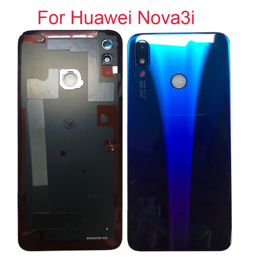 Original Glass Back Housing Door For Huawei Nova 3i INE-AL00 Battery cover Case Camera Glass Lens Frame Ring