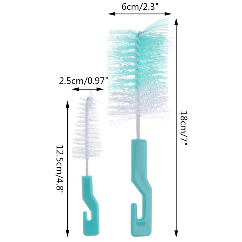 Escova para limpeza de mamilos, escova de plástico para limpeza de mamilos, com cerdas de nylon, para bojo e garrafa