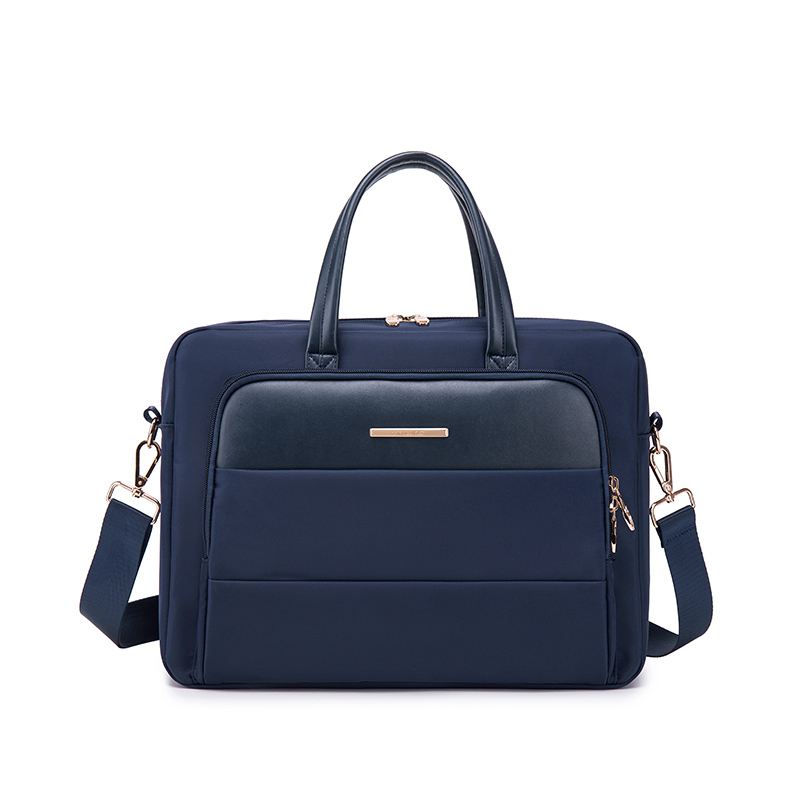 Dames Laptop Tas Pu + Polyester Notebook Koffer Voor 13 14 15 16 Inch Laptop Schoudertassen Reiskantoor Dames Handtassen: 12-inch / Marineblauw