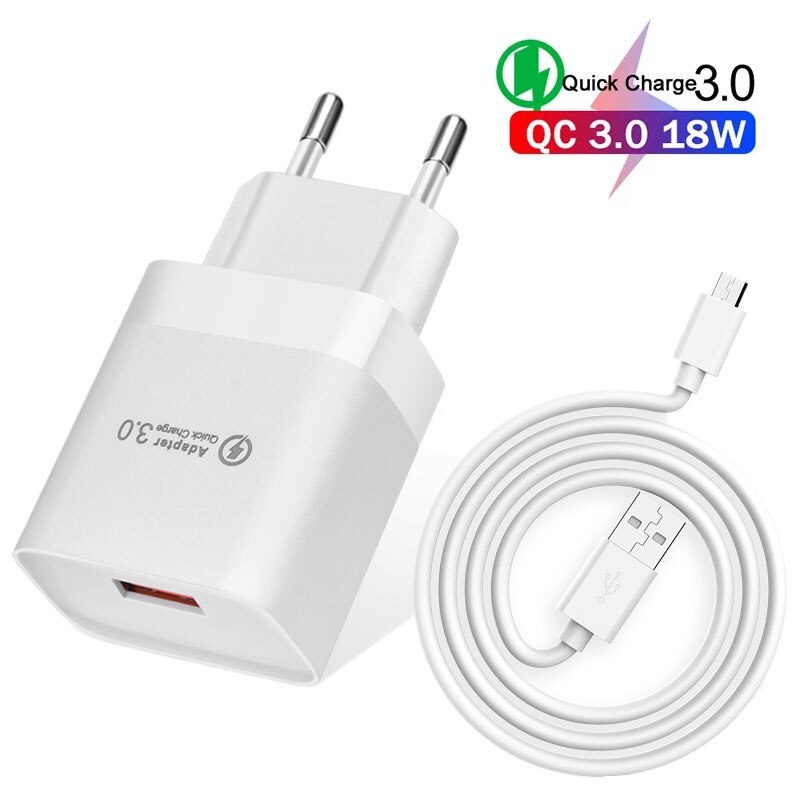 Cargador USB QC 3,0 de 18W, adaptador de carga rápida de teléfono para Realme, C21, Samsung, Xiaomi 11 Lite
