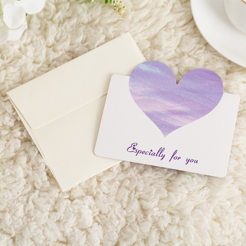 6sets Heart Shape Cards with Envelope DIY Greeting Pocket 3.38 x 3.86 Inch Valentines Day Best Wishes Happy Every Day Cards: PurpleB