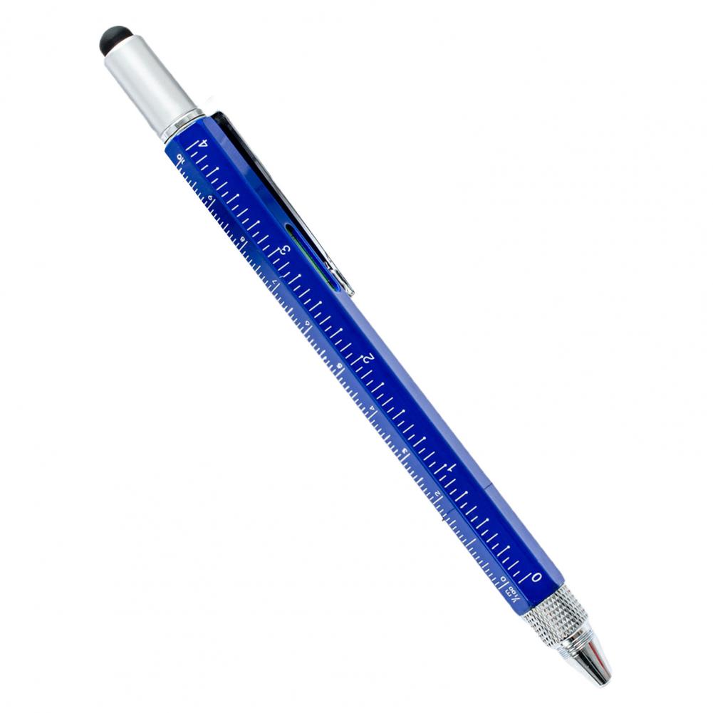 Multitool Stift 6 In 1 Tragbare Metall Tragen Beständig Tech Tool Stift Skala Kapazitiven Stift Metall Kugelschreiber für Büro: Blau