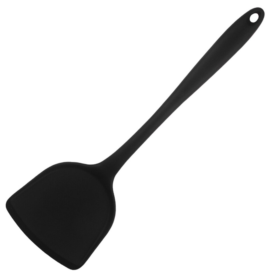 Transhome-ustensiles de cuisine en Silicone, spatule de cuisine, grattoir de cuisine, viande, œufs, pelle à Pizza large, outil de cuisine antiadhésif: black 32.5cm