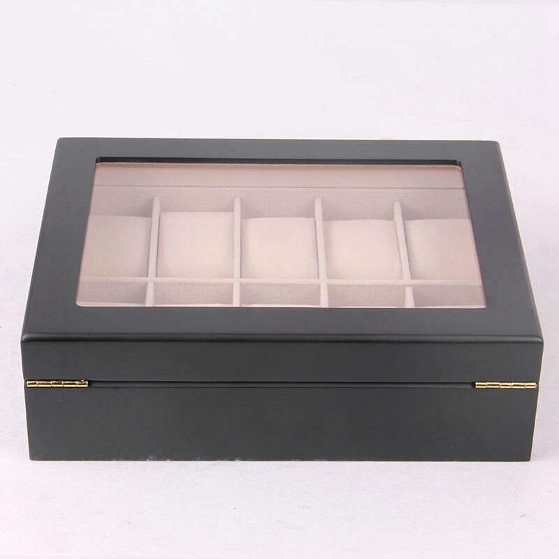 Beige Voering Houten Horloge Vitrine, Glas Overgoten Houten Horloge Vitrine Horloge Organizerr, Sieraden Opslag