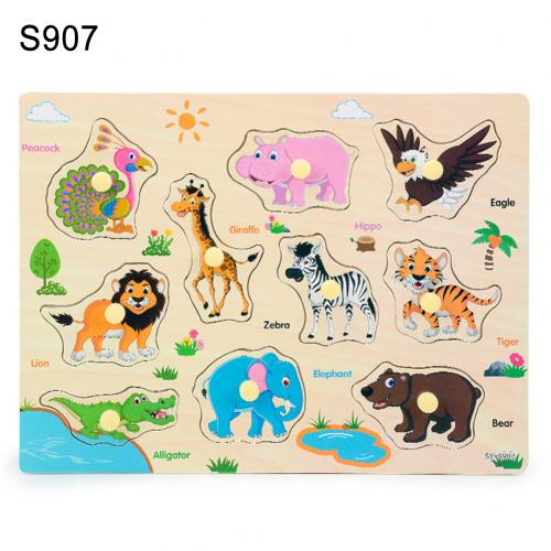 Animal Number Fruit Animal Wooden Puzzle Pairing Board Development Kids Toy Kids Educational Toys for Children: S907