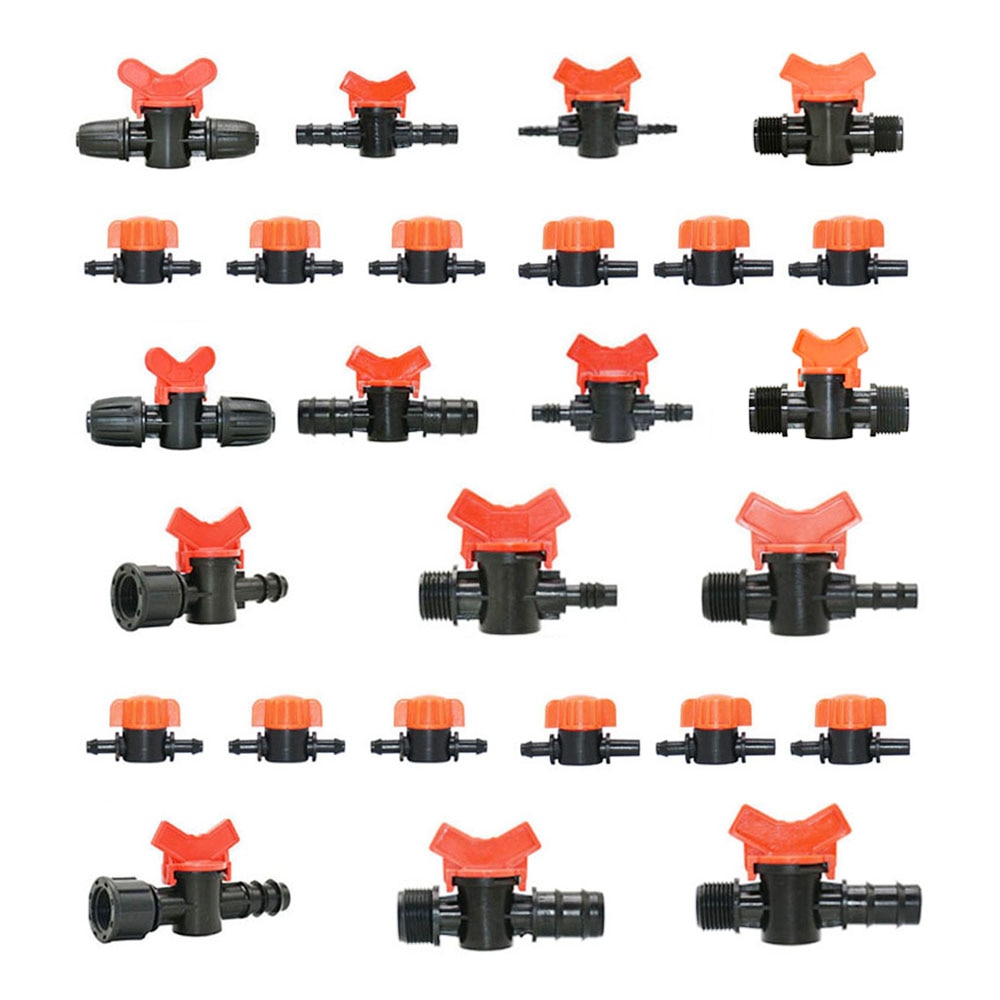 Garden Tap Pe Hose Connector Mini Valve With thread 1/2 3/4" For 1/4" 3/8" 16/20/25mm Water Tube Irrigation Valve Waterstop Cran
