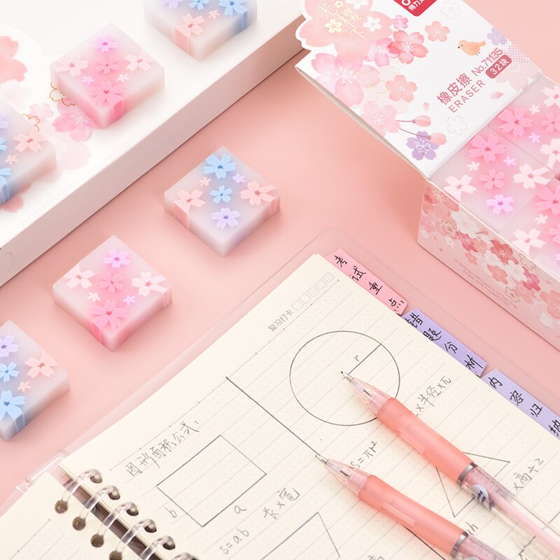1pcs Cherry Rubber Eraser Mini Pink Sakura Flower Erasers for Pencil Cleaning Stationery Office School Supplies Girl F152