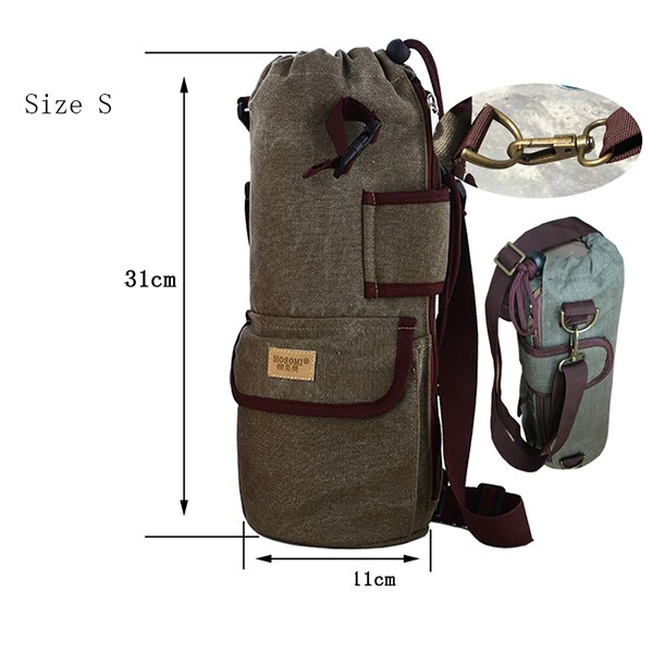 big waterproof canvas insulated water bottle cooler holder thermal picnic lunch drinks carrier cool bag with strap cup sleeve: size S