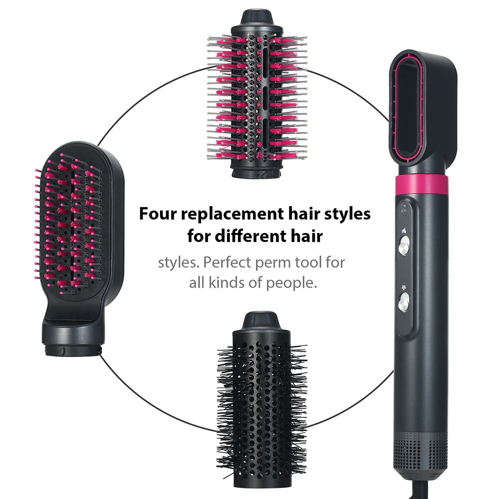Sèche-cheveux électrique 4 en 1, peigne à Air rotatif, brosse à cheveux, bigoudi, fer à friser