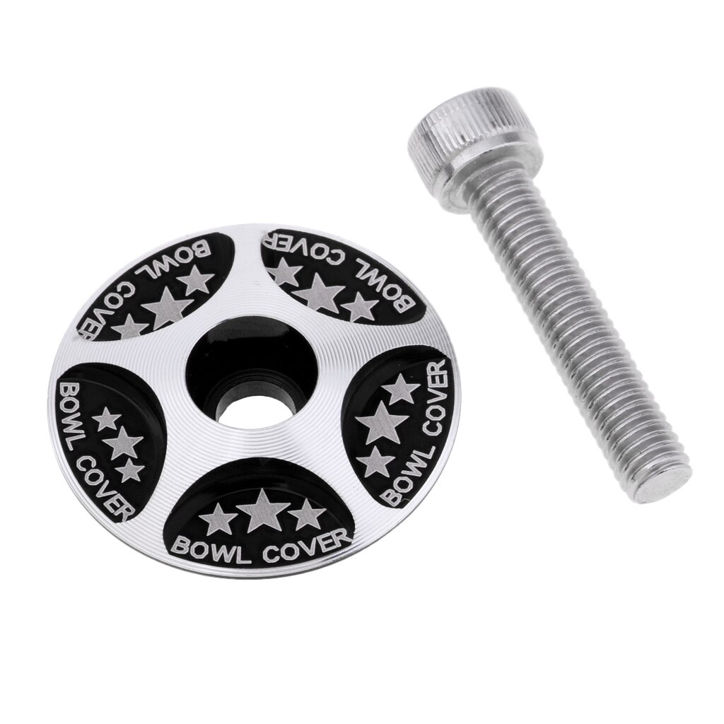Sterren headset stuurpen kap afdekking met  m6 bouten voor 28.6mm fiets fiets vork: Zwart