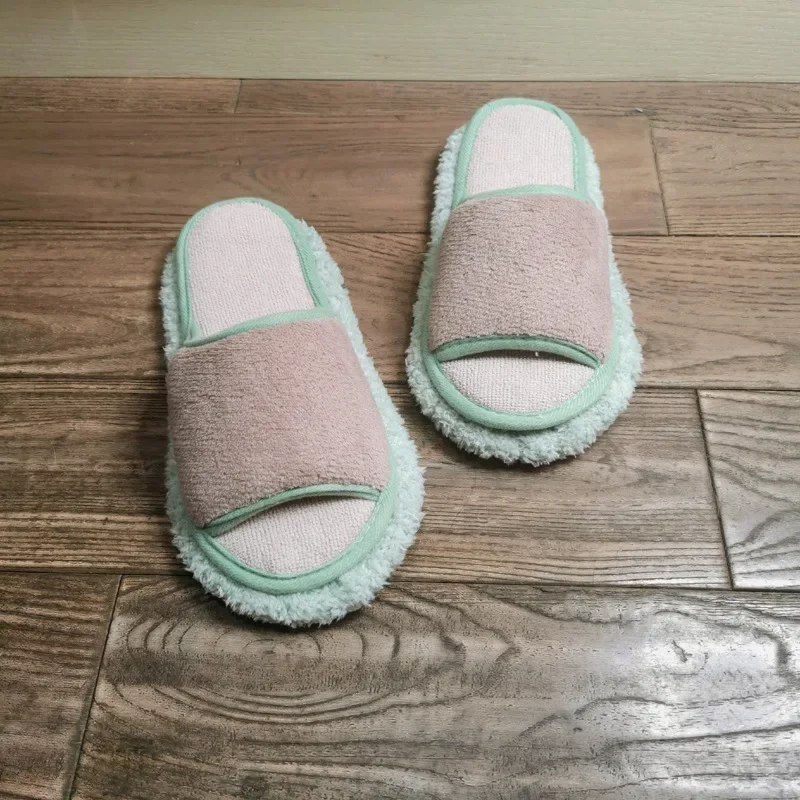 Microfibre Mop Slippers Solid Color Simple Wipeable Floor Mopping Sweeping Wood Floor Tile Cleaning Slippers Lazy Slippers