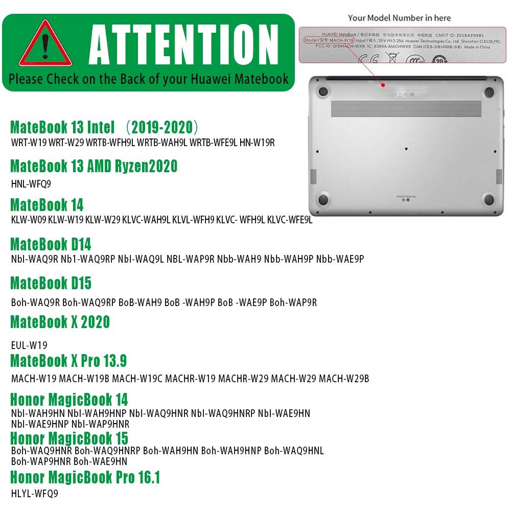 Coque de protection rigide pour ordinateur portable, étui pour Huawei MateBook 13/13 AMD Ryzen/14/D14/D15/X /X Pro/Pro 16.1/Honor MagicBook 14/15