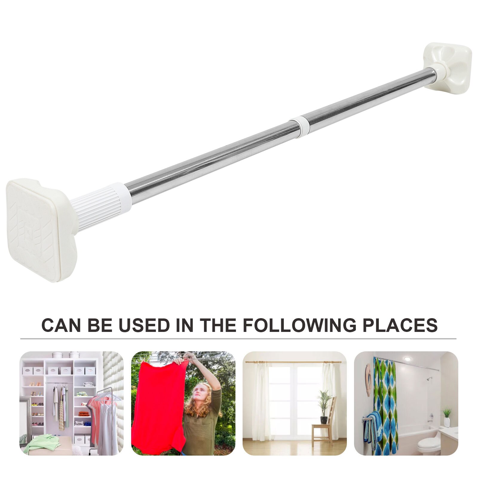 Extendable Stainless Steel Support Rod Telescopic Clothing Rod for Bathroom