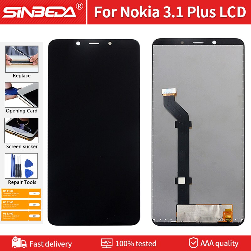 6.0" Original LCD Digitizer For Nokia 3.1 Plus TA-1118 TA-1104 TA-1125 TA-1117 TA-1113 TA-1115 LCD Display Touch Screen Assembly